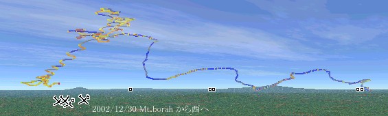 2002年、年末、西へ(1kmメッシュ)